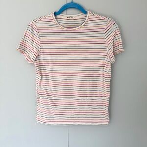 MARINE LAYER Women’s Swing Crew Tee in Rainbow Stripe Multi 15155
